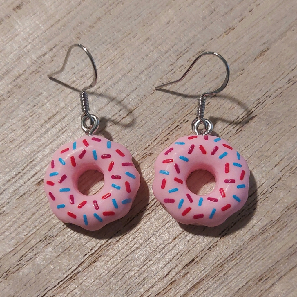 Brand New Pink Donuts Dangle Hook Earrings Brand New Pink Donuts Dangle Hook Earrings